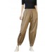 Casual Khaki Pockets elastic waist drawstring harem Pants Spring