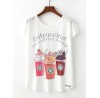 Women Casual Crew Neck Short Sleeved Cat Ice Cream Print Summer T  shirts