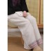 Boutique Linen colour elastic waist drawstring Embroideried Pockets Linen Pants Spring