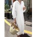 Solid Color Long Sleeve Lapel Loose Maxi Shirt Dress