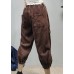 Loose Black elastic waist Pockets Linen Pants Spring