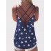 Star Print Back Cross Sleeveless Sling Casual Wild Tank Top