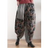 New stitching printed cotton and linen pants loose large size casual pants