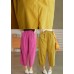 Plus Size Yellow elastic waist Pockets Pants Spring