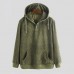 Corduroy Kangaroo Pocket Drawstring Hooded Sweatshirt