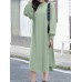 Solid Color Long Sleeve O  neck Puff Dress