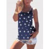 Star Print Back Cross Sleeveless Sling Casual Wild Tank Top
