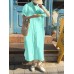 Solid Color Long Sleeve Lapel Knotted Maxi Shirt Dress